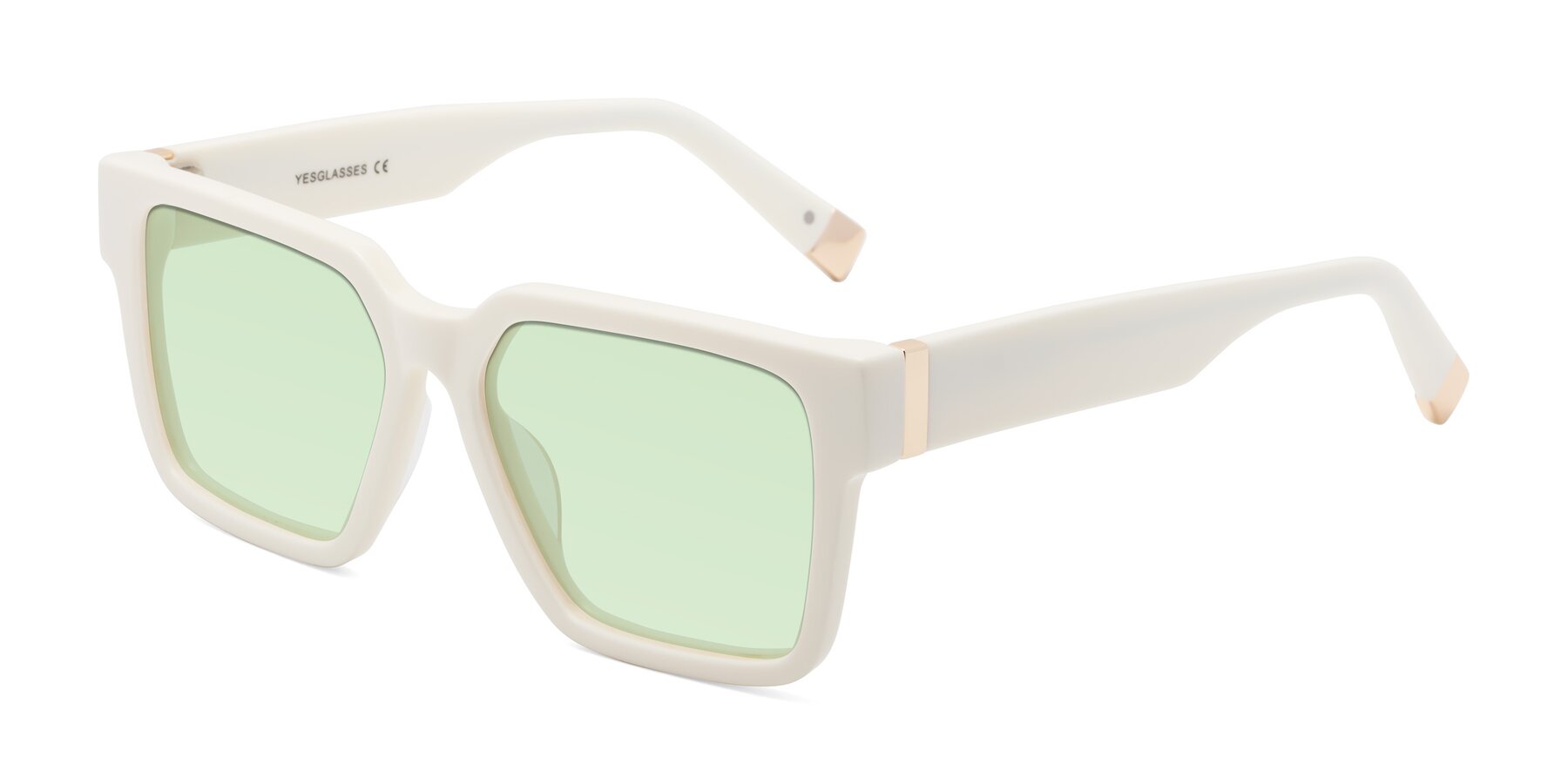 Angle of Prince in Ivory with Light Green Tinted Lenses