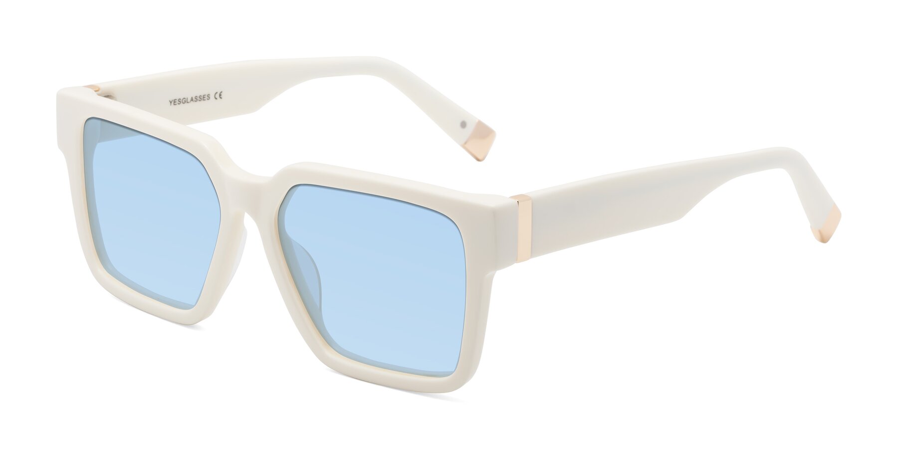 Angle of Prince in Ivory with Light Blue Tinted Lenses