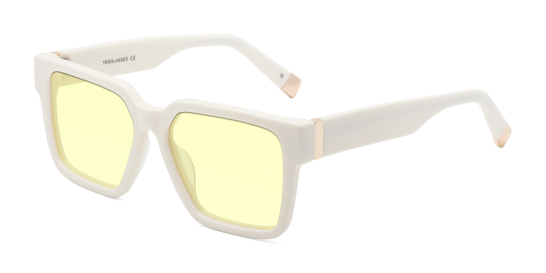 Angle of Prince in Ivory with Light Yellow Tinted Lenses