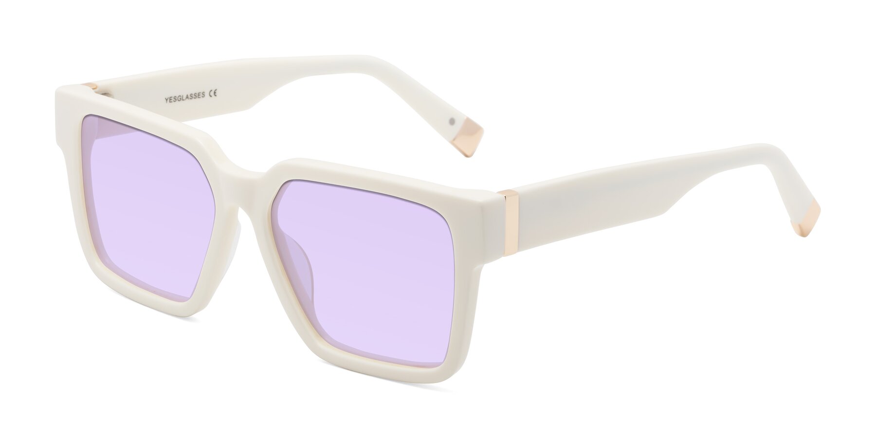 Angle of Prince in Ivory with Light Purple Tinted Lenses