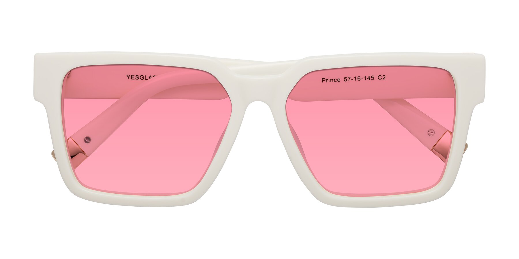 Folded Front of Prince in Ivory with Pink Tinted Lenses