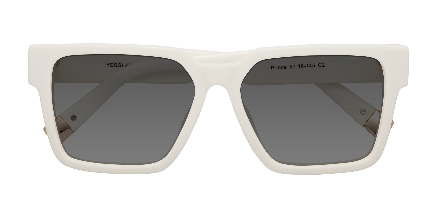 Folded Front of Prince in Ivory with Medium Gray Tinted Lenses