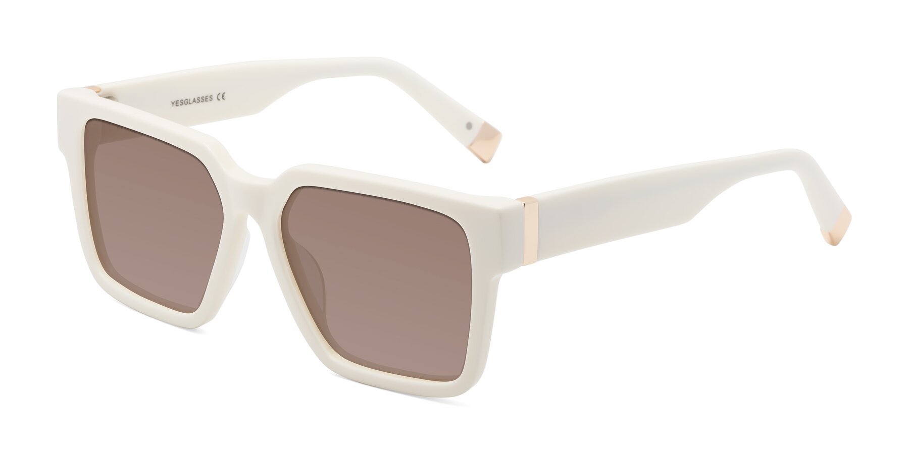 Angle of Prince in Ivory with Medium Brown Tinted Lenses