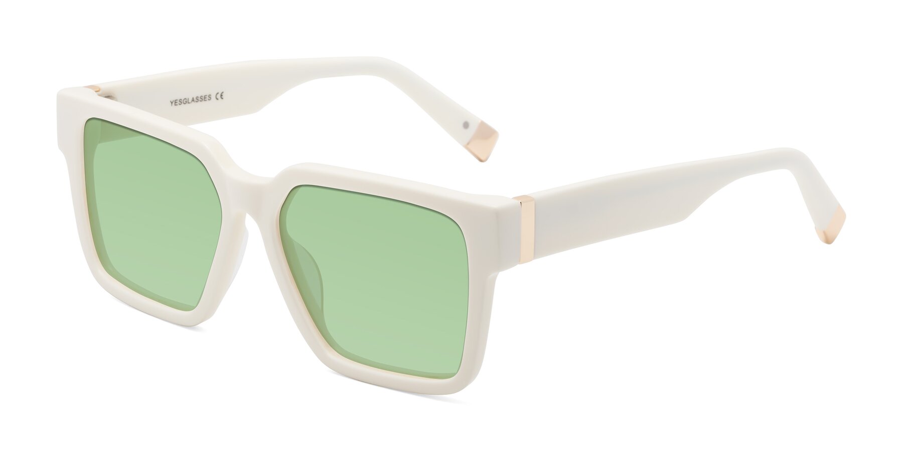 Angle of Prince in Ivory with Medium Green Tinted Lenses