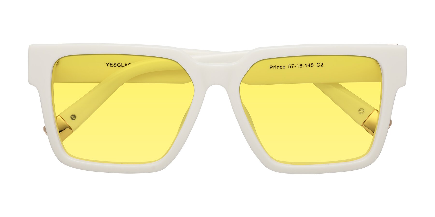 Folded Front of Prince in Ivory with Medium Yellow Tinted Lenses