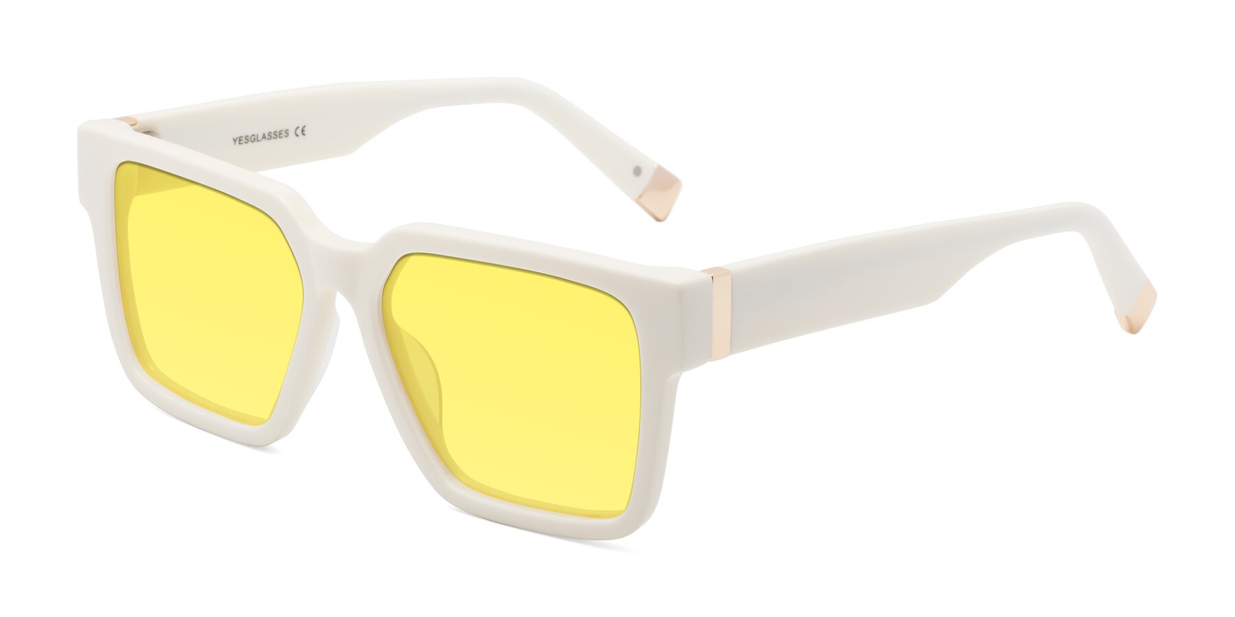 Angle of Prince in Ivory with Medium Yellow Tinted Lenses