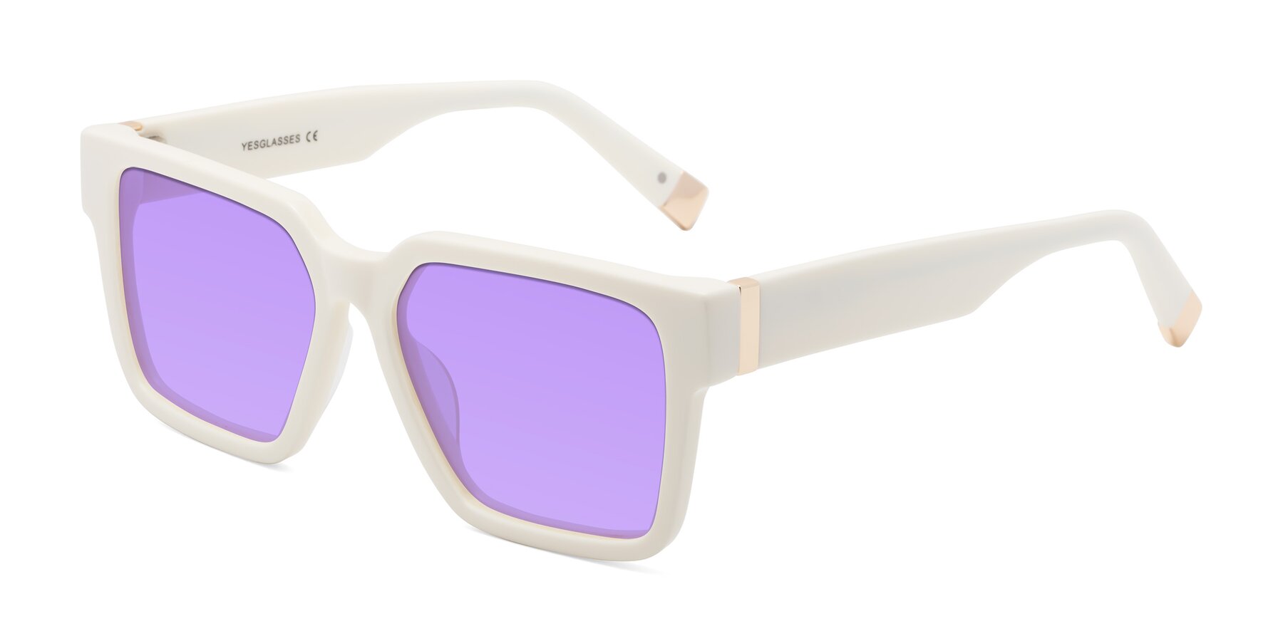 Angle of Prince in Ivory with Medium Purple Tinted Lenses