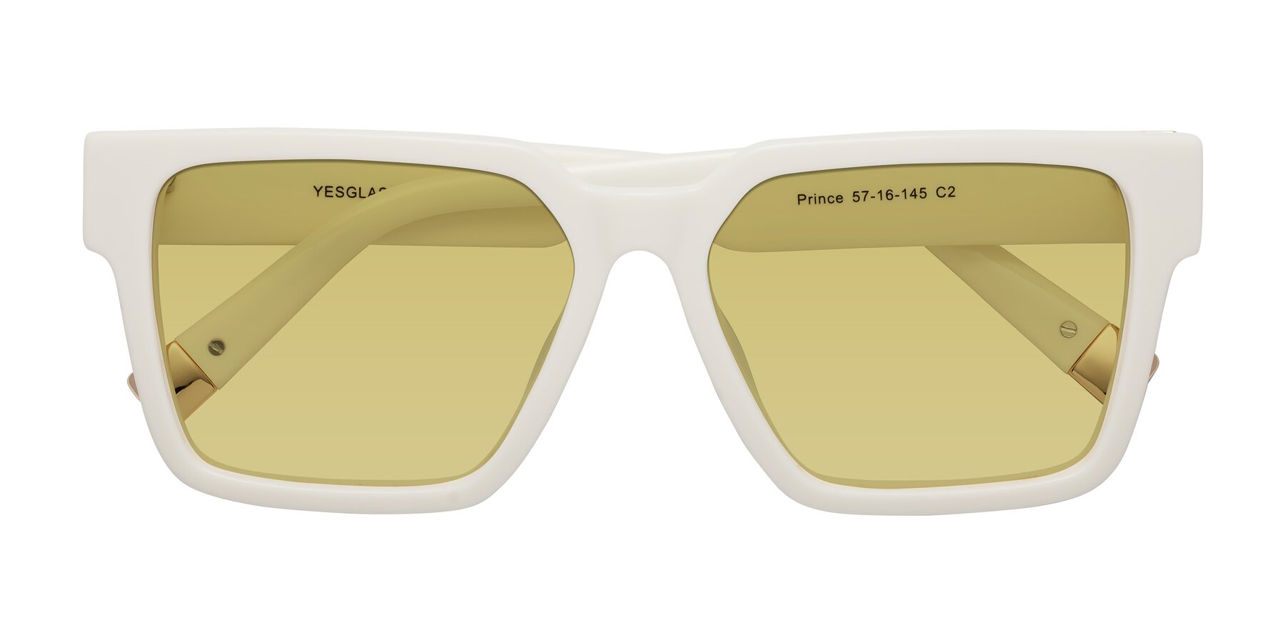 Folded Front of Prince in Ivory with Medium Champagne Tinted Lenses