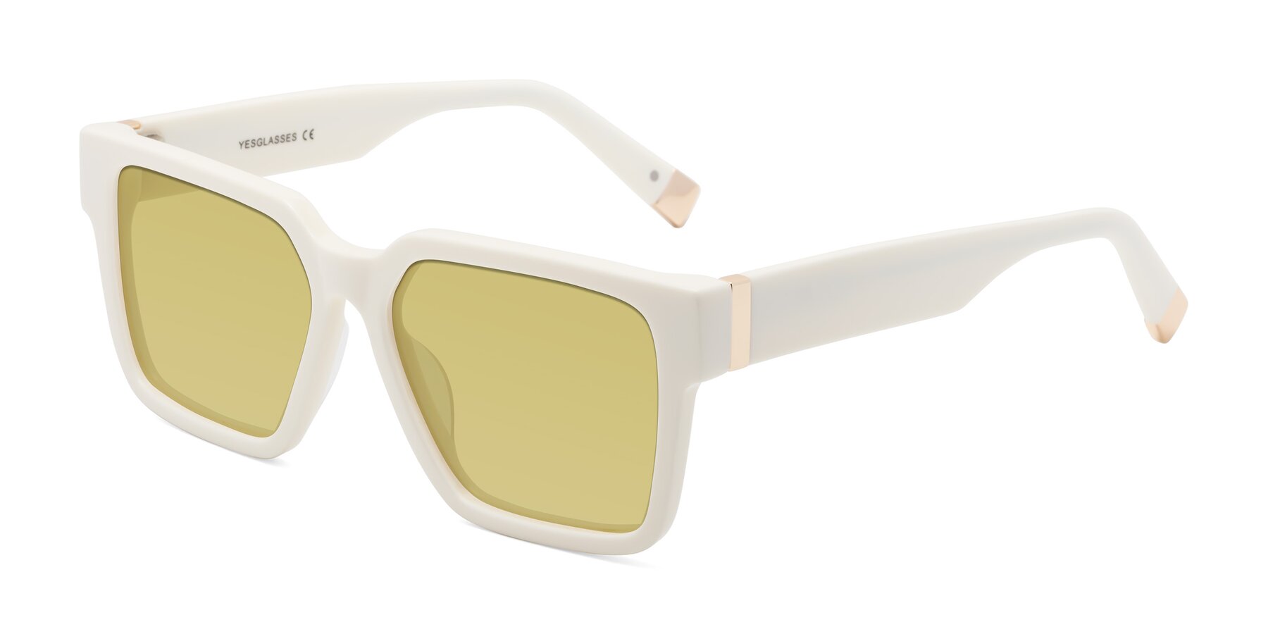 Angle of Prince in Ivory with Medium Champagne Tinted Lenses