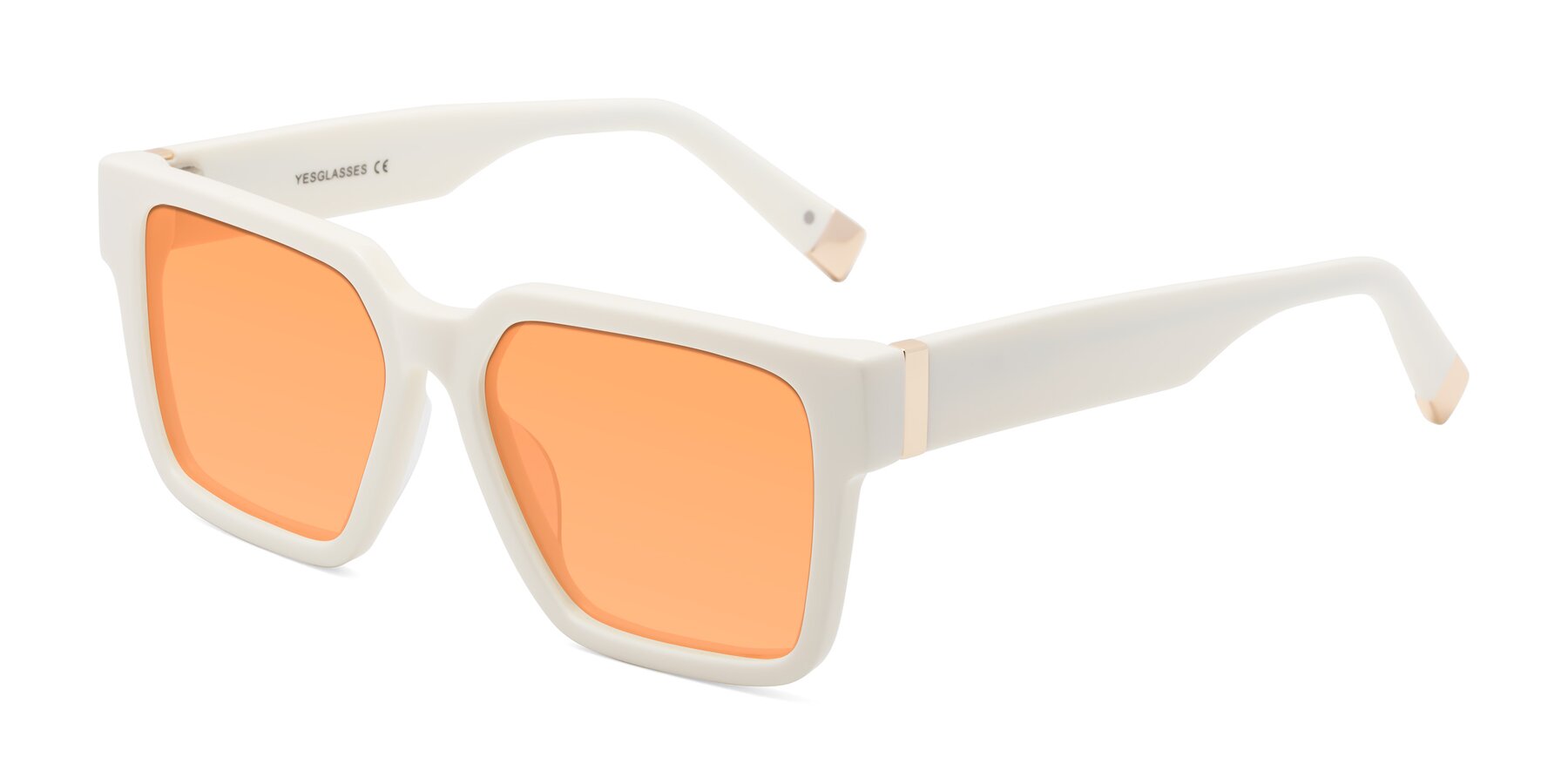 Angle of Prince in Ivory with Medium Orange Tinted Lenses