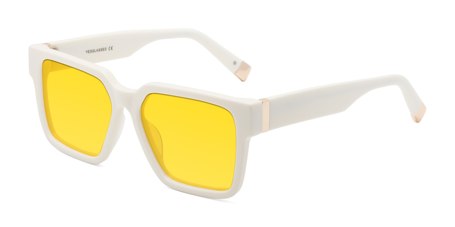 Angle of Prince in Ivory with Yellow Tinted Lenses