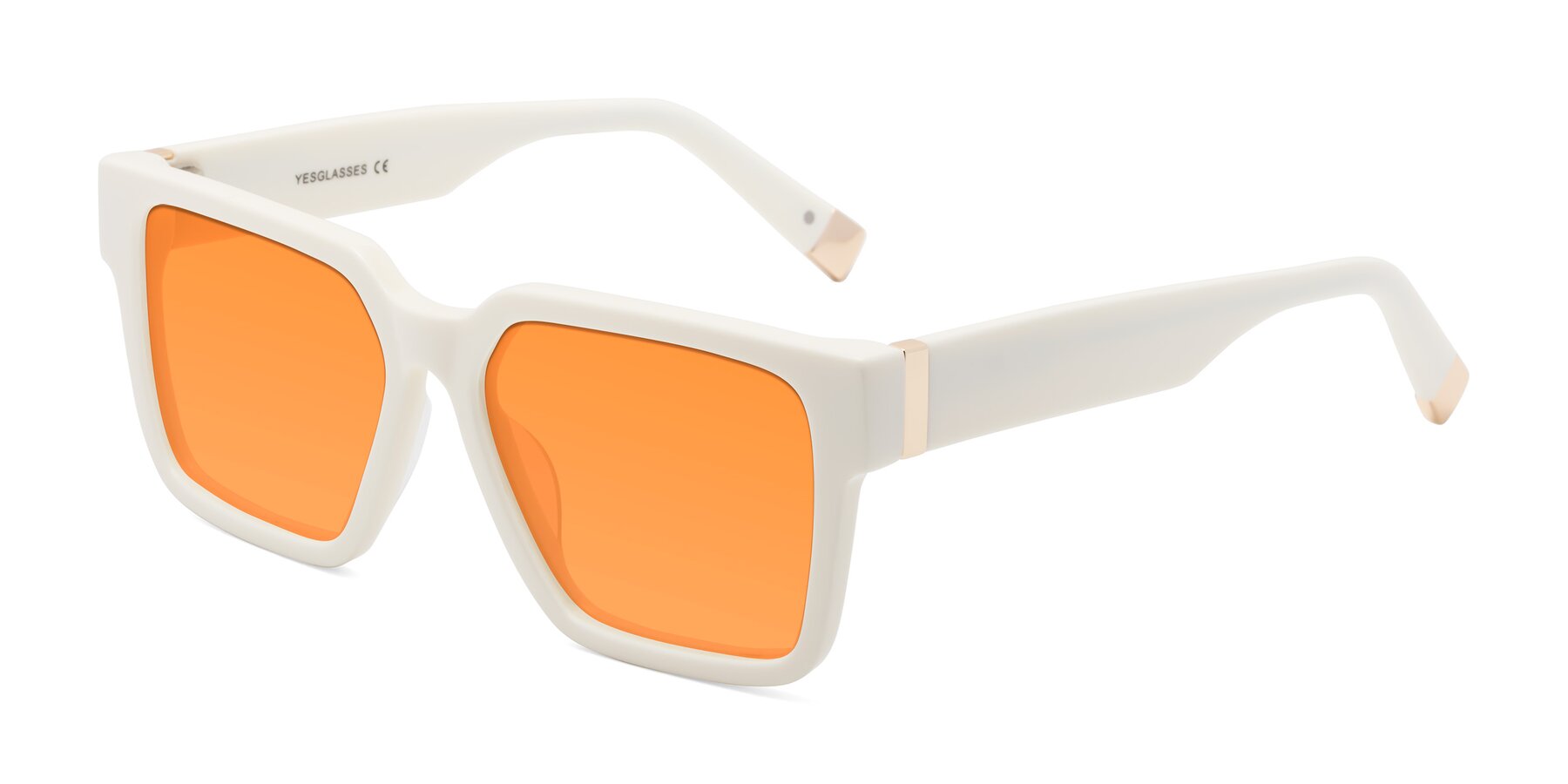 Angle of Prince in Ivory with Orange Tinted Lenses