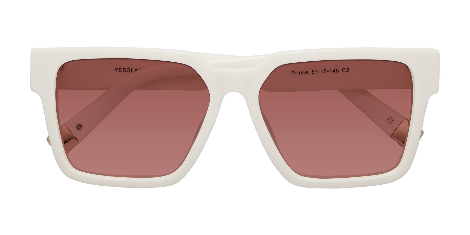 Folded Front of Prince in Ivory with Garnet Tinted Lenses