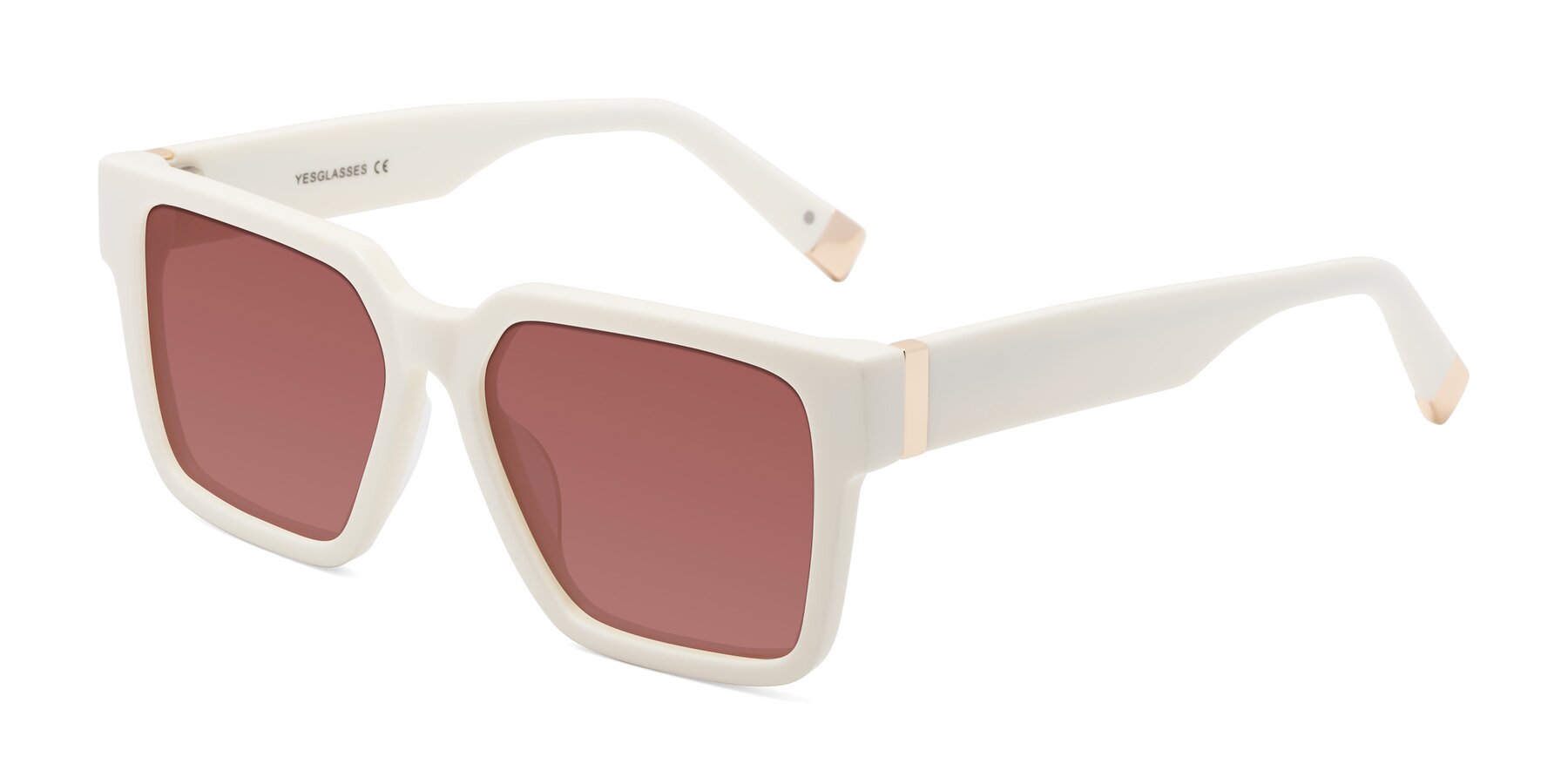 Angle of Prince in Ivory with Garnet Tinted Lenses