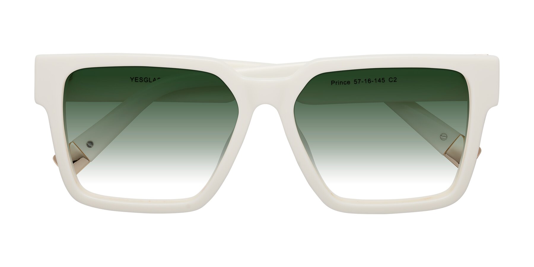 Folded Front of Prince in Ivory with Green Gradient Lenses