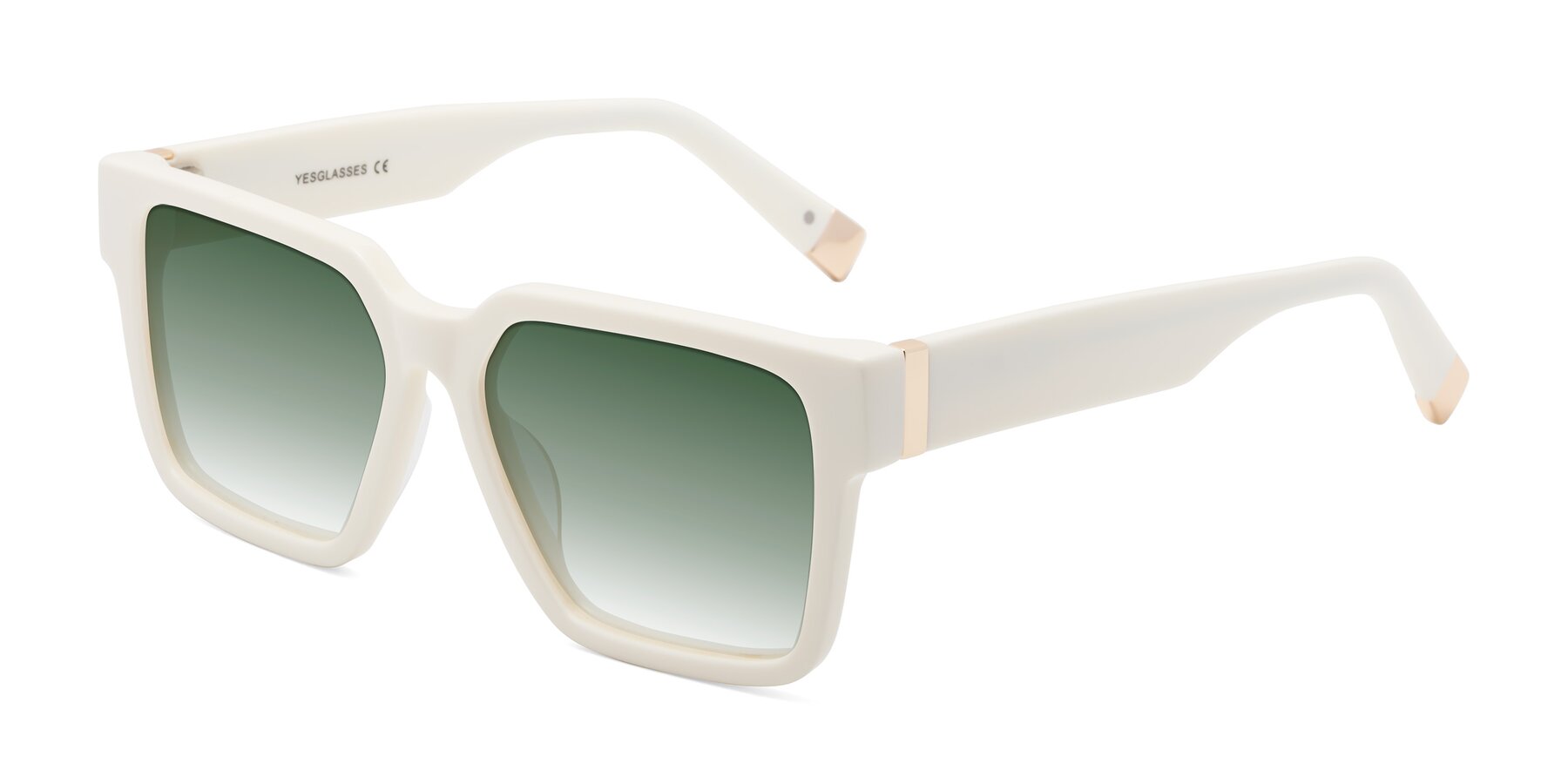 Angle of Prince in Ivory with Green Gradient Lenses