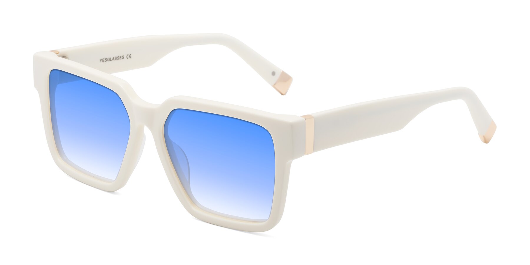 Angle of Prince in Ivory with Blue Gradient Lenses