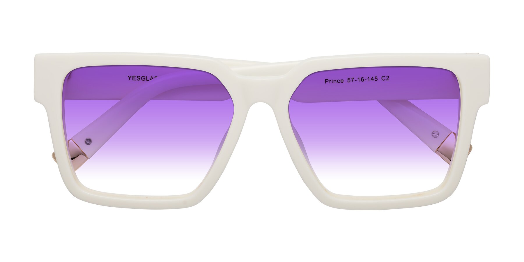 Folded Front of Prince in Ivory with Purple Gradient Lenses