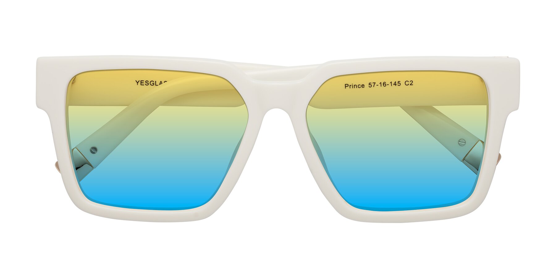 Folded Front of Prince in Ivory with Yellow / Blue Gradient Lenses