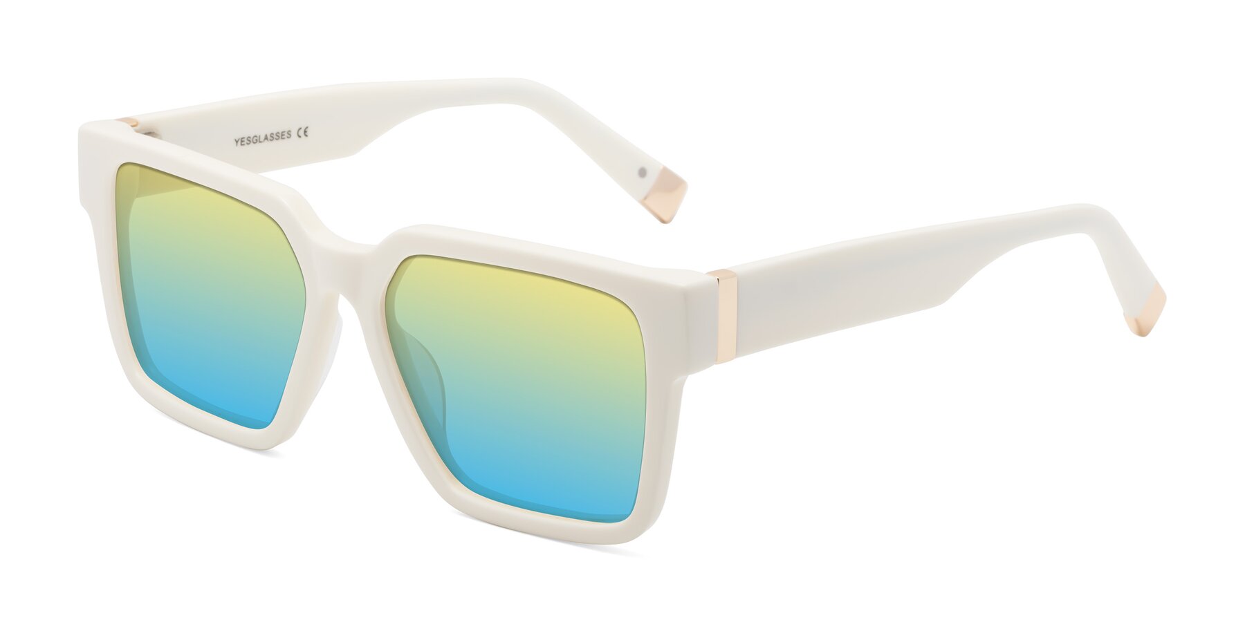 Angle of Prince in Ivory with Yellow / Blue Gradient Lenses