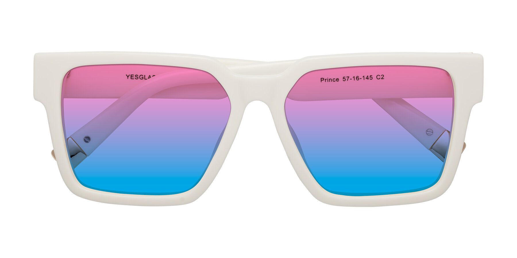 Folded Front of Prince in Ivory with Pink / Blue Gradient Lenses