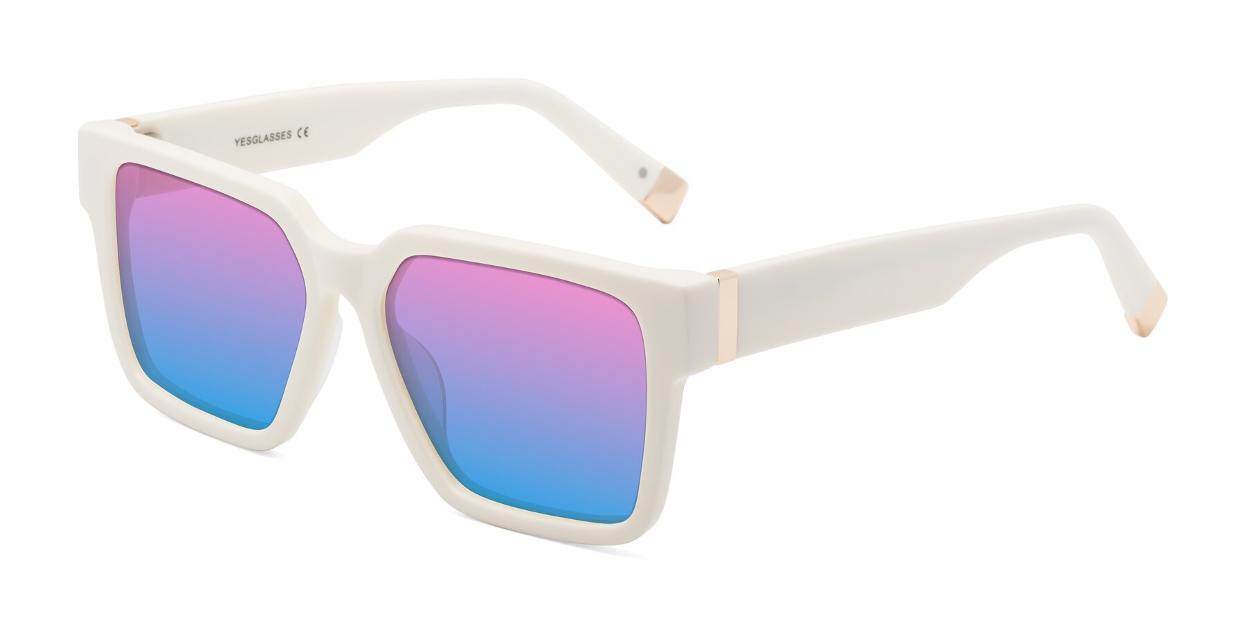 Angle of Prince in Ivory with Pink / Blue Gradient Lenses