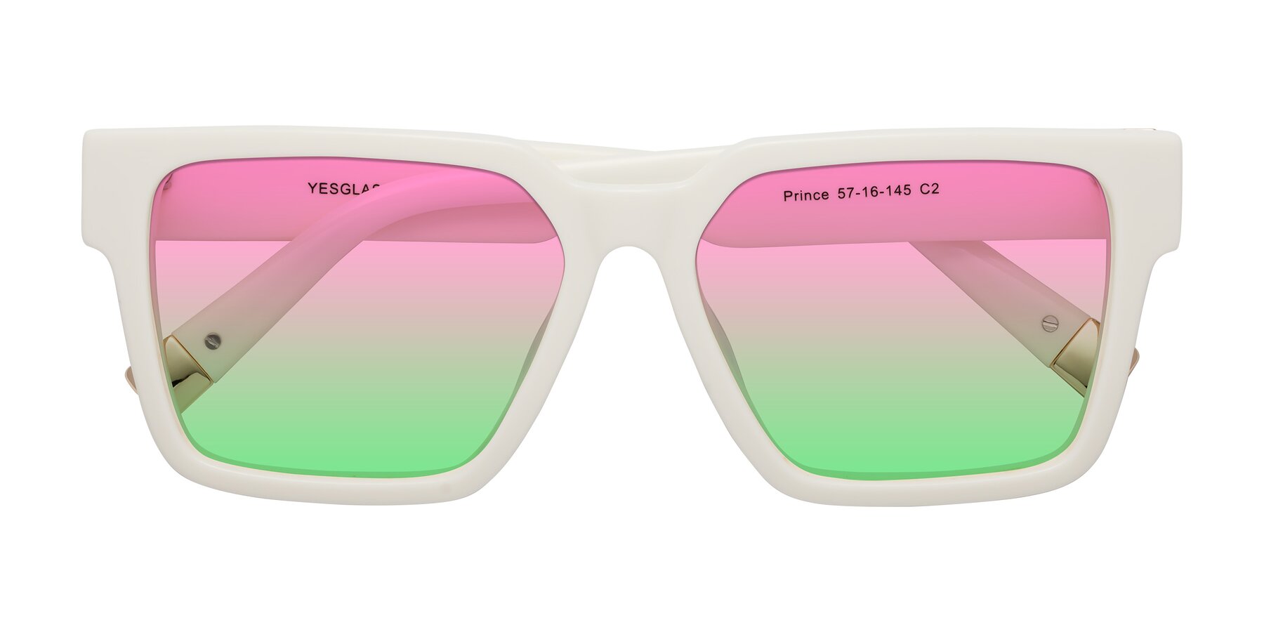 Folded Front of Prince in Ivory with Pink / Green Gradient Lenses