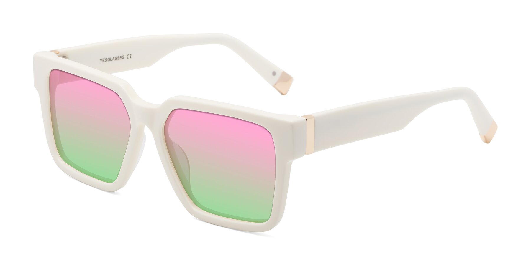 Angle of Prince in Ivory with Pink / Green Gradient Lenses