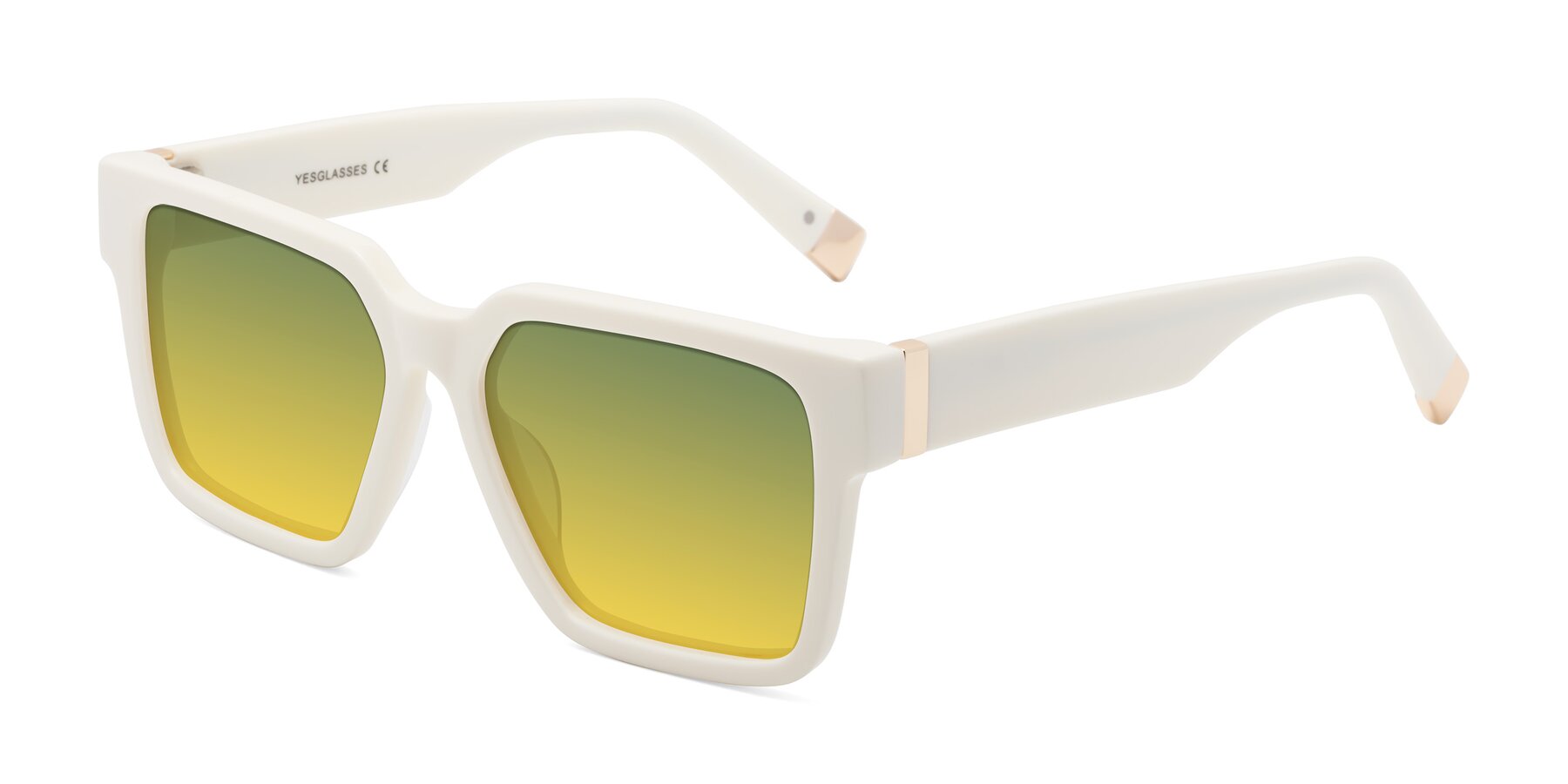 Angle of Prince in Ivory with Green / Yellow Gradient Lenses