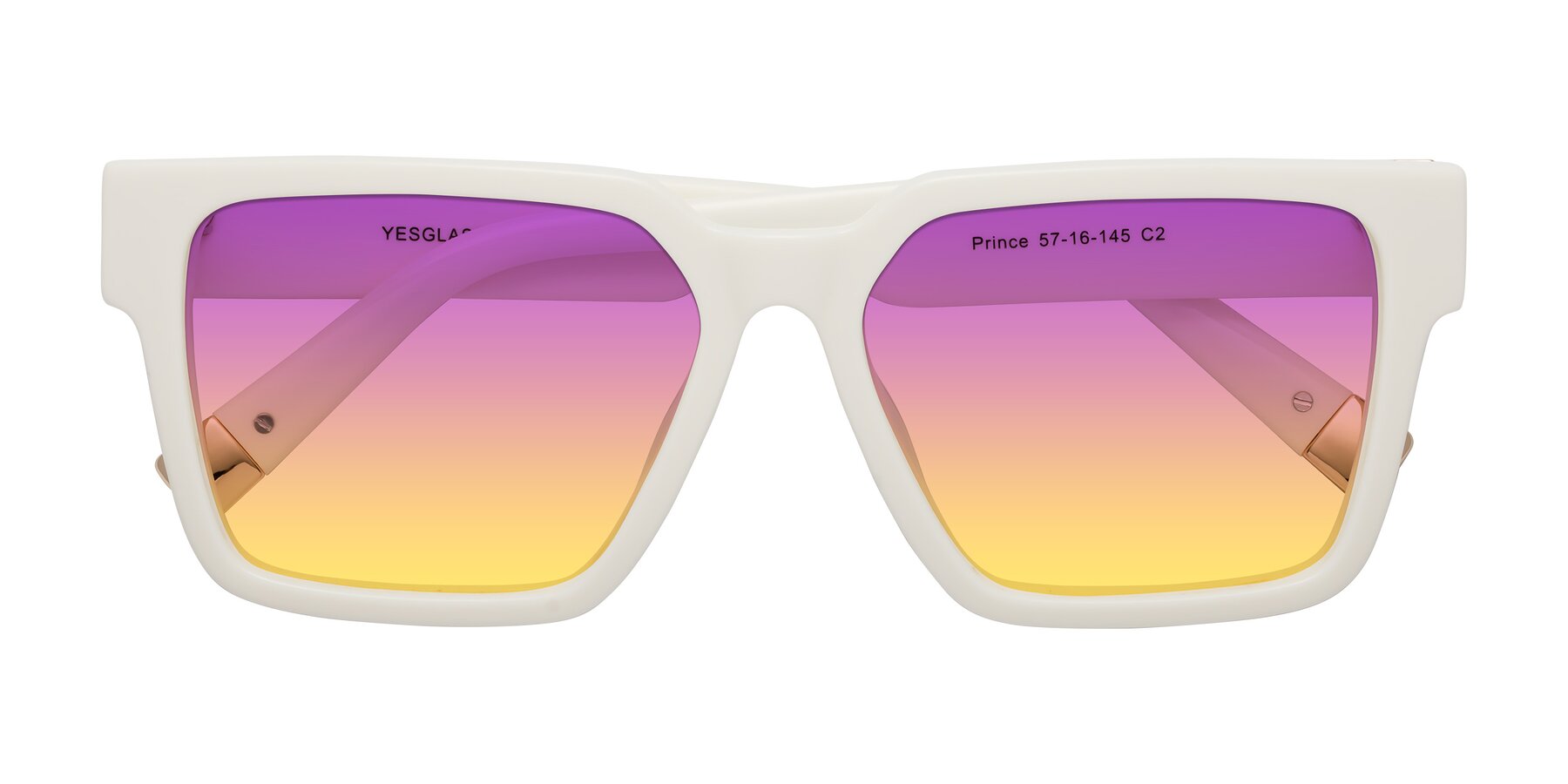 Folded Front of Prince in Ivory with Purple / Yellow Gradient Lenses