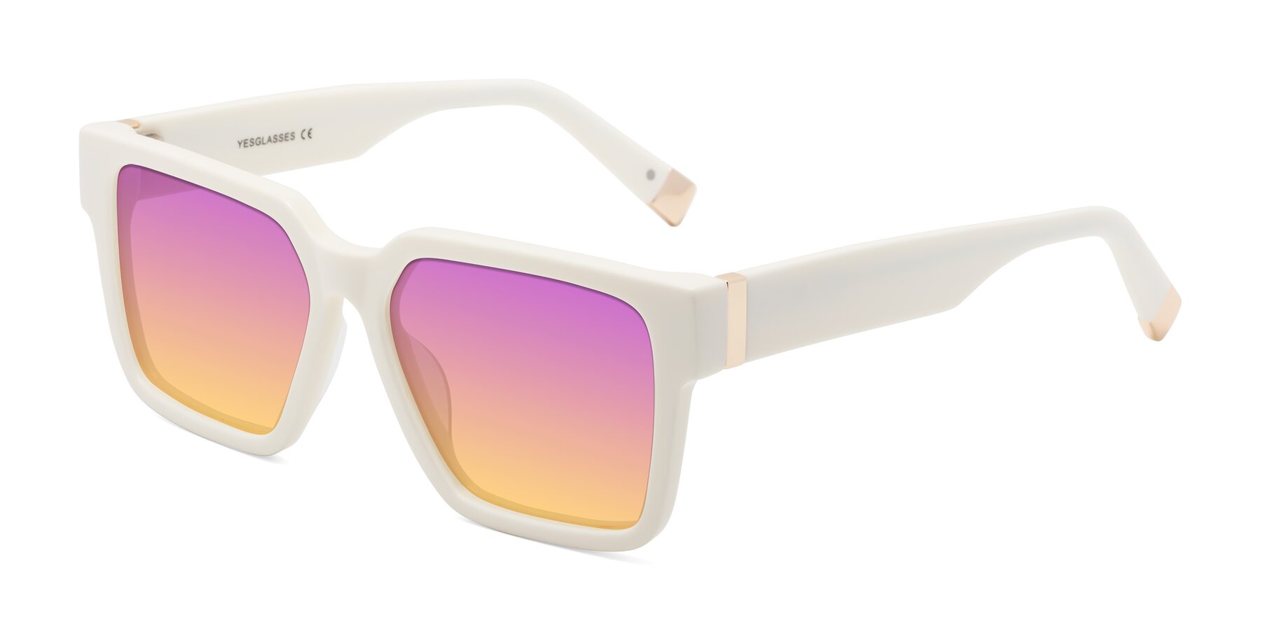 Angle of Prince in Ivory with Purple / Yellow Gradient Lenses