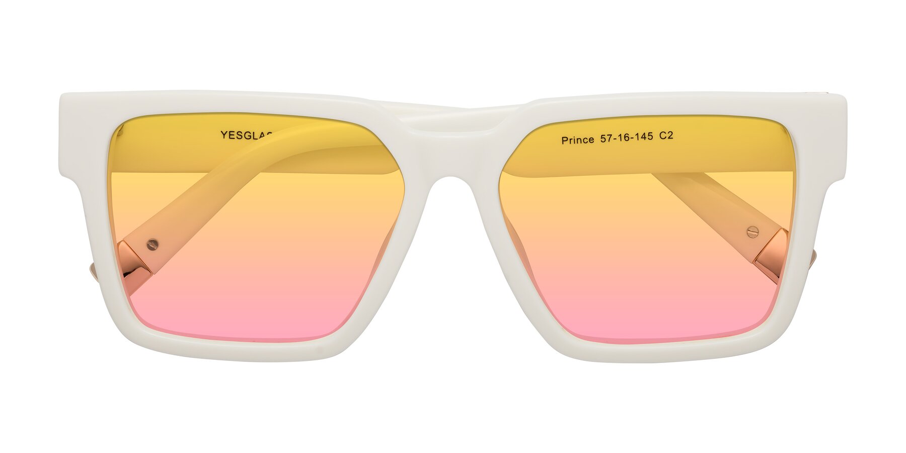 Folded Front of Prince in Ivory with Yellow / Pink Gradient Lenses