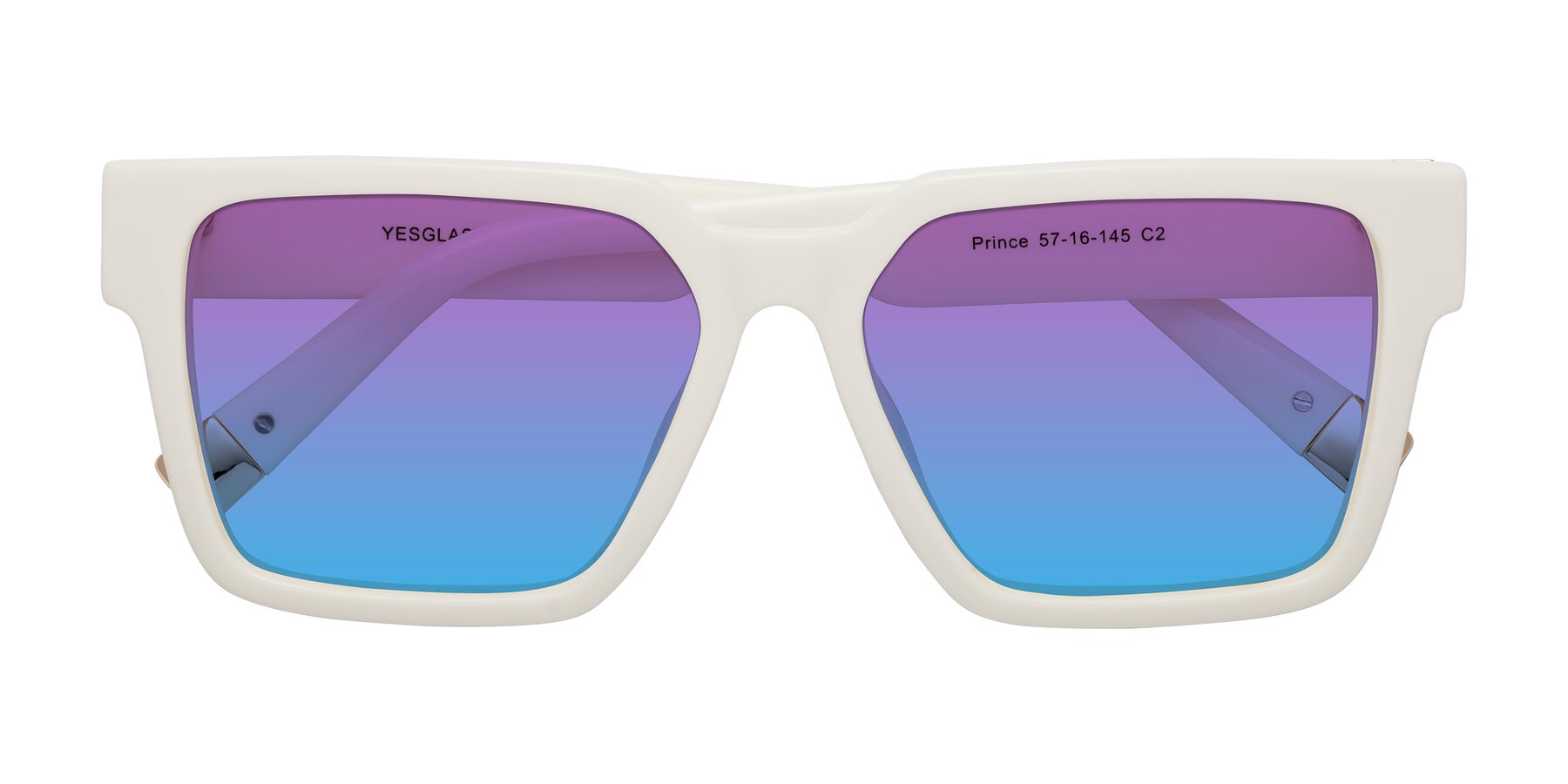 Folded Front of Prince in Ivory with Purple / Blue Gradient Lenses