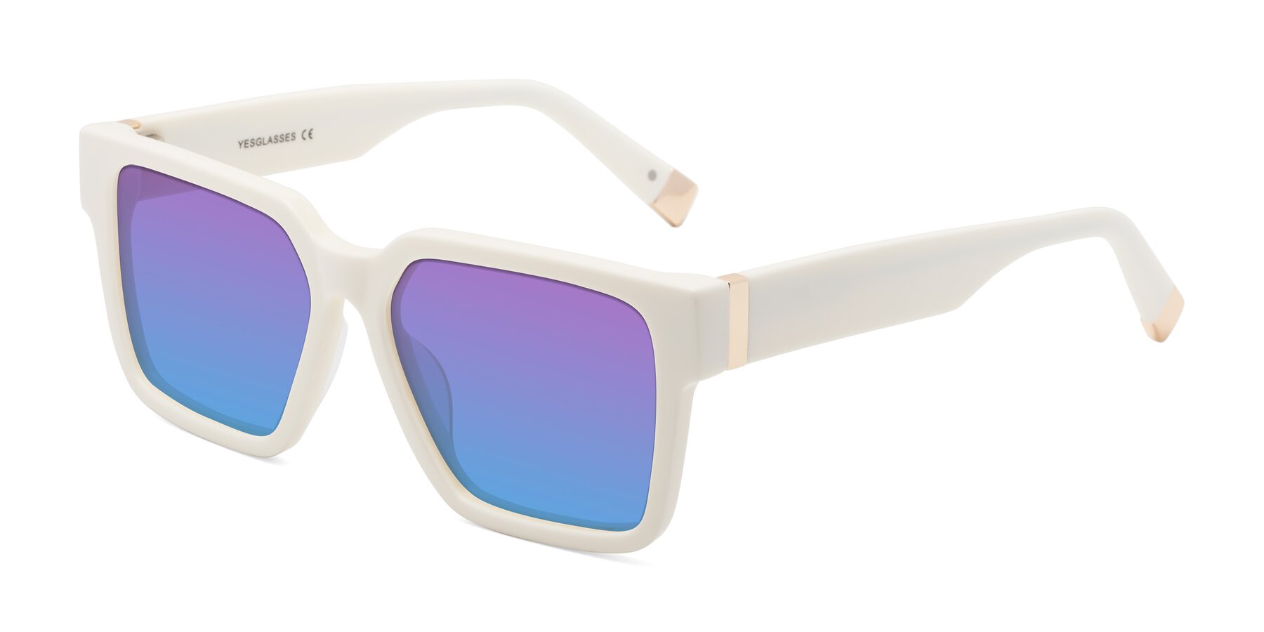 Angle of Prince in Ivory with Purple / Blue Gradient Lenses