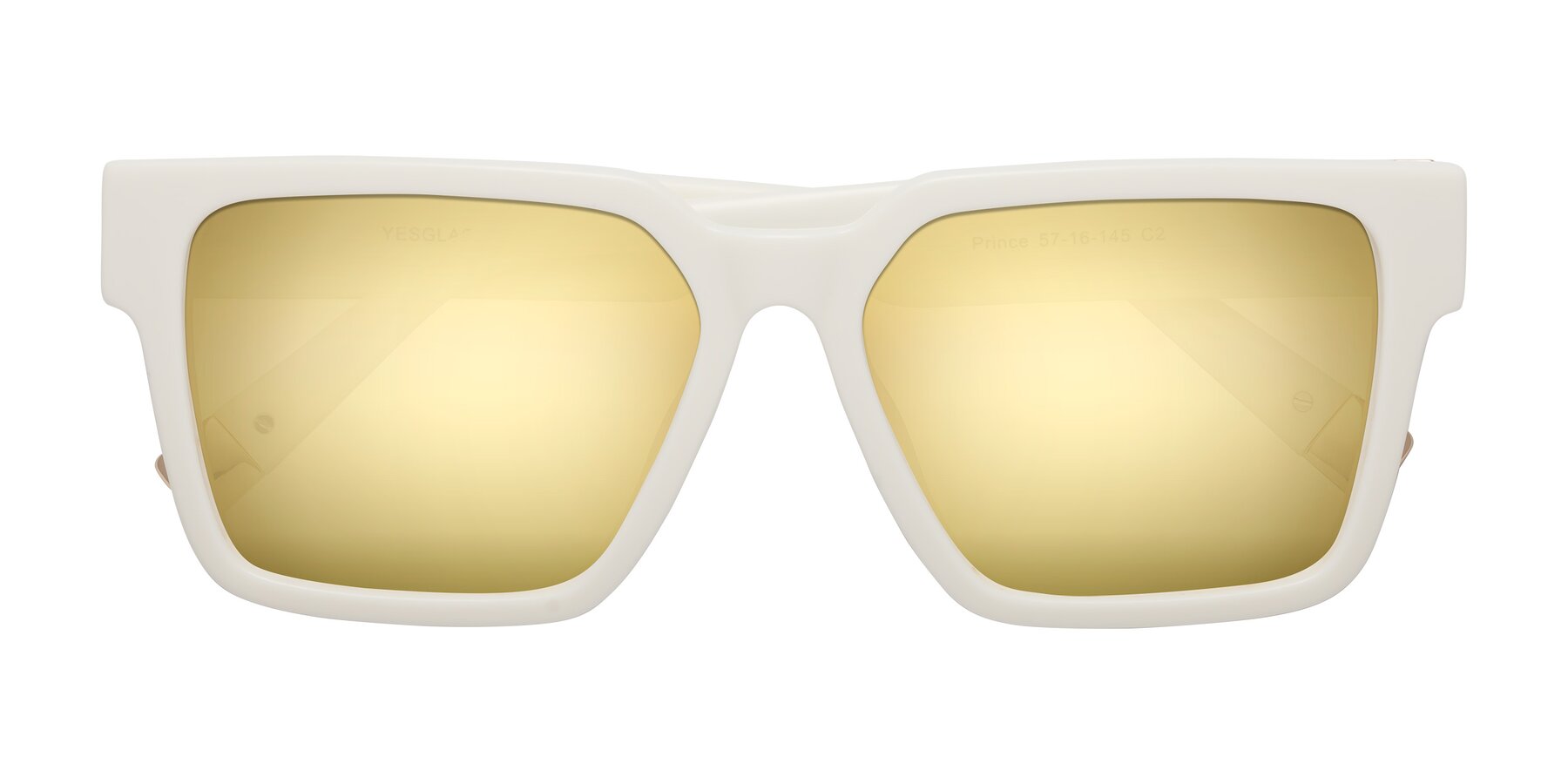 Folded Front of Prince in Ivory with Gold Mirrored Lenses