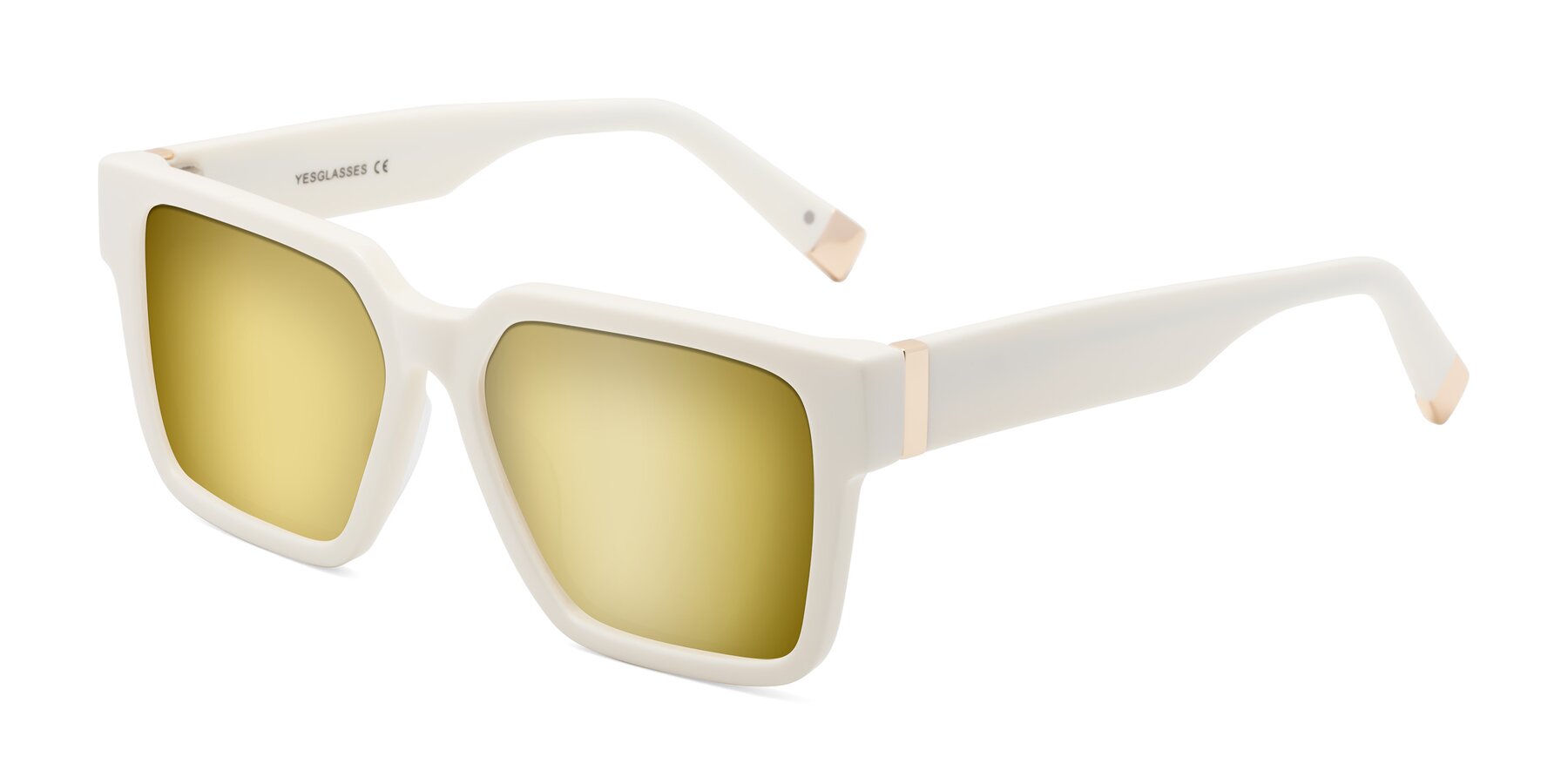 Angle of Prince in Ivory with Gold Mirrored Lenses