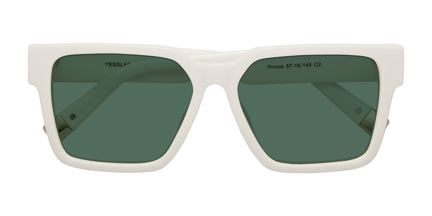 Folded Front of Prince in Ivory with Green Polarized Lenses