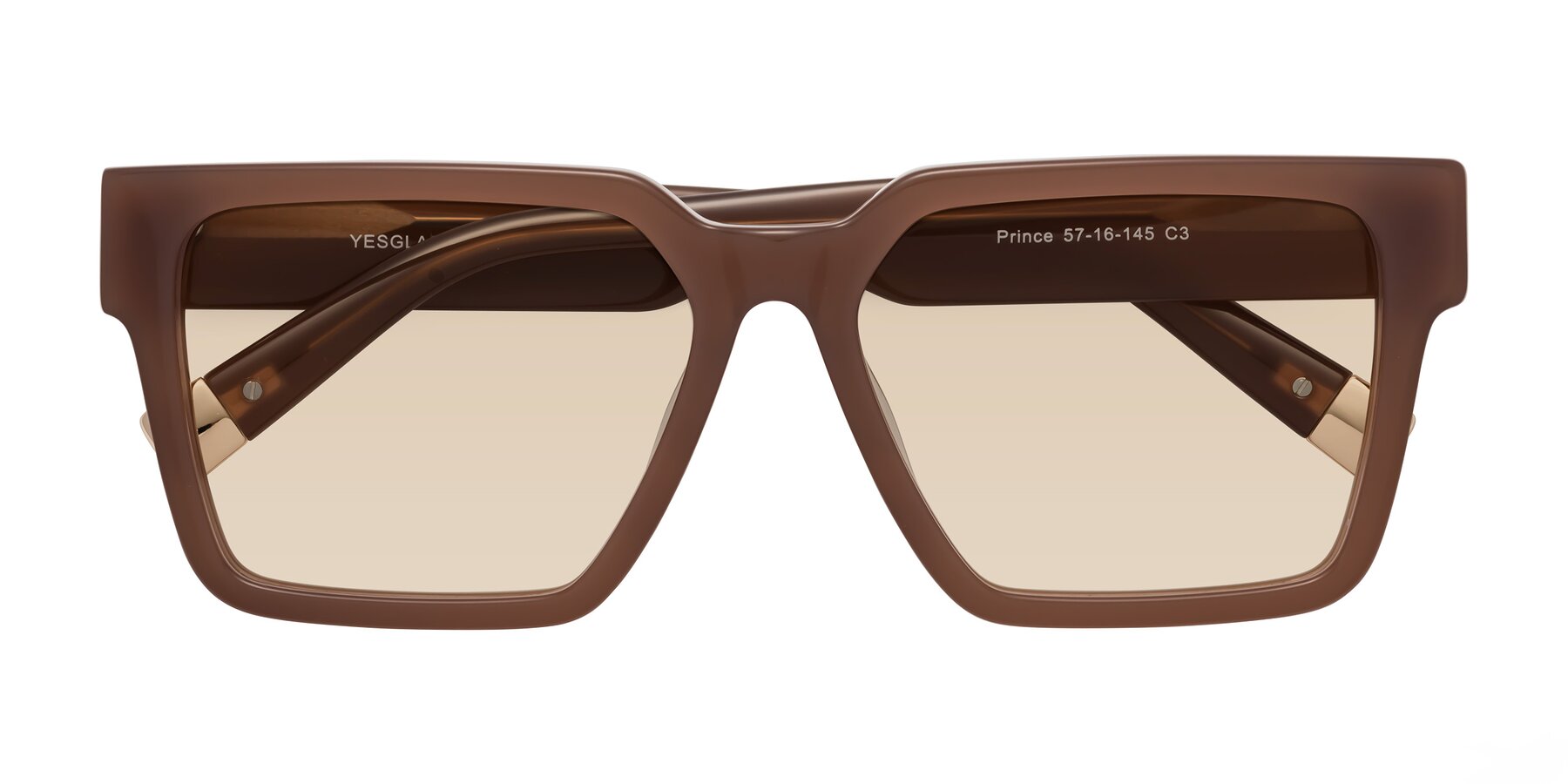 Folded Front of Prince in Caramel with Light Brown Tinted Lenses