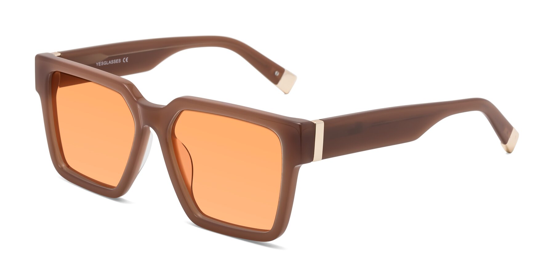 Angle of Prince in Caramel with Medium Orange Tinted Lenses