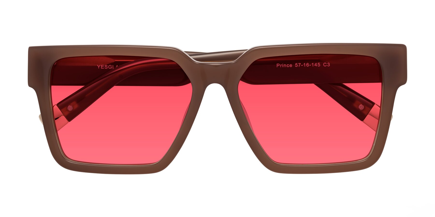 Folded Front of Prince in Caramel with Red Tinted Lenses