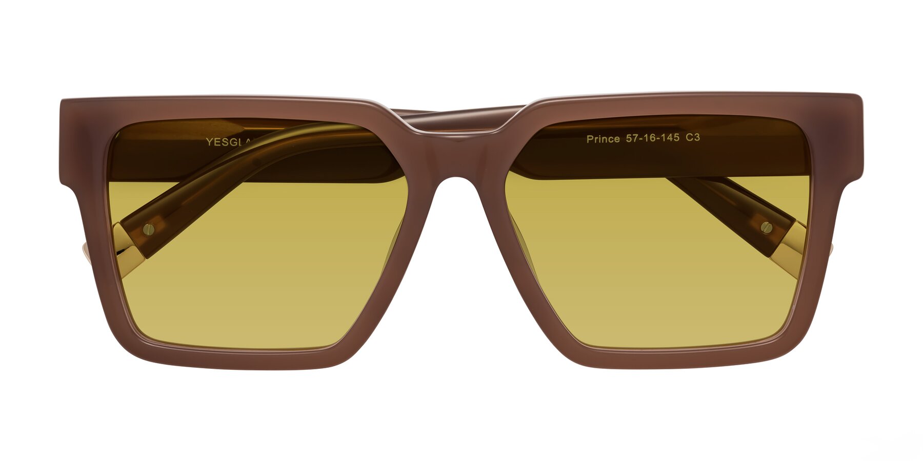 Folded Front of Prince in Caramel with Champagne Tinted Lenses