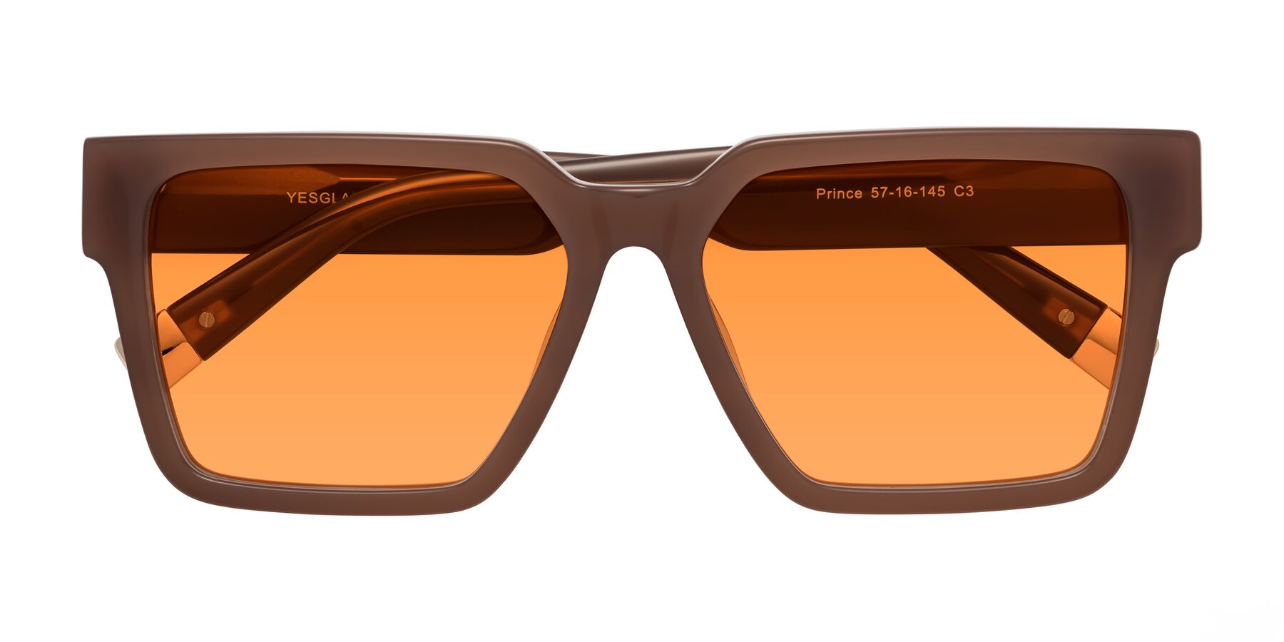 Folded Front of Prince in Caramel with Orange Tinted Lenses