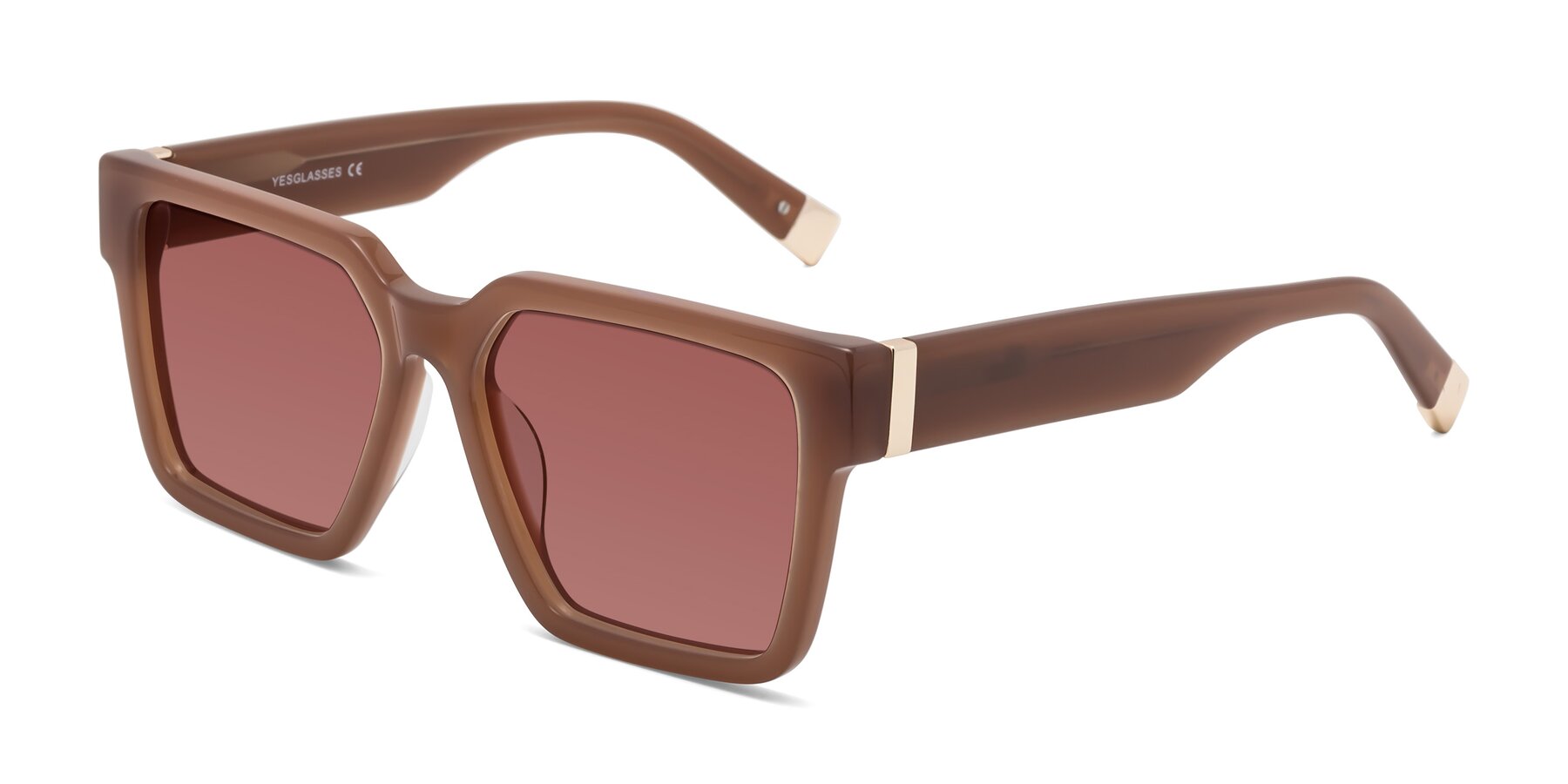 Angle of Prince in Caramel with Garnet Tinted Lenses