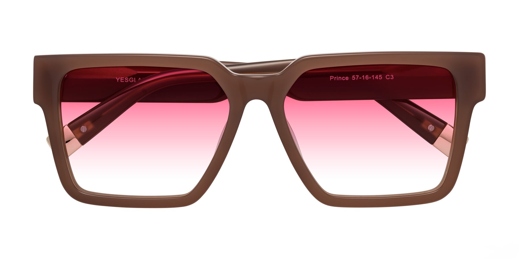 Folded Front of Prince in Caramel with Pink Gradient Lenses