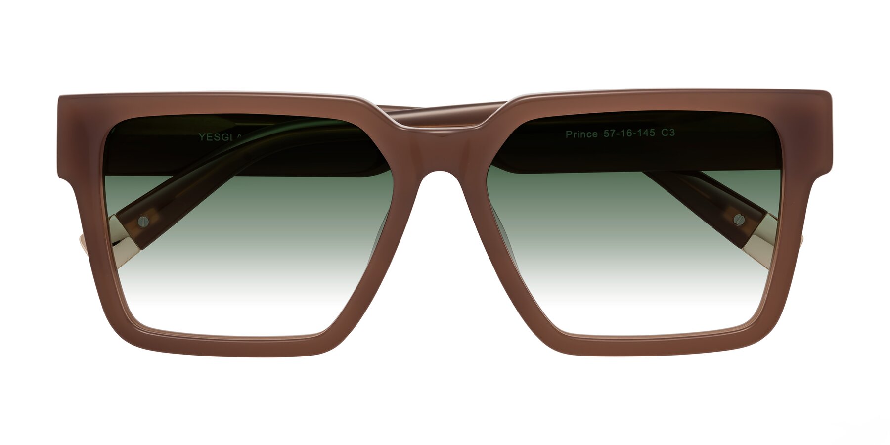 Folded Front of Prince in Caramel with Green Gradient Lenses