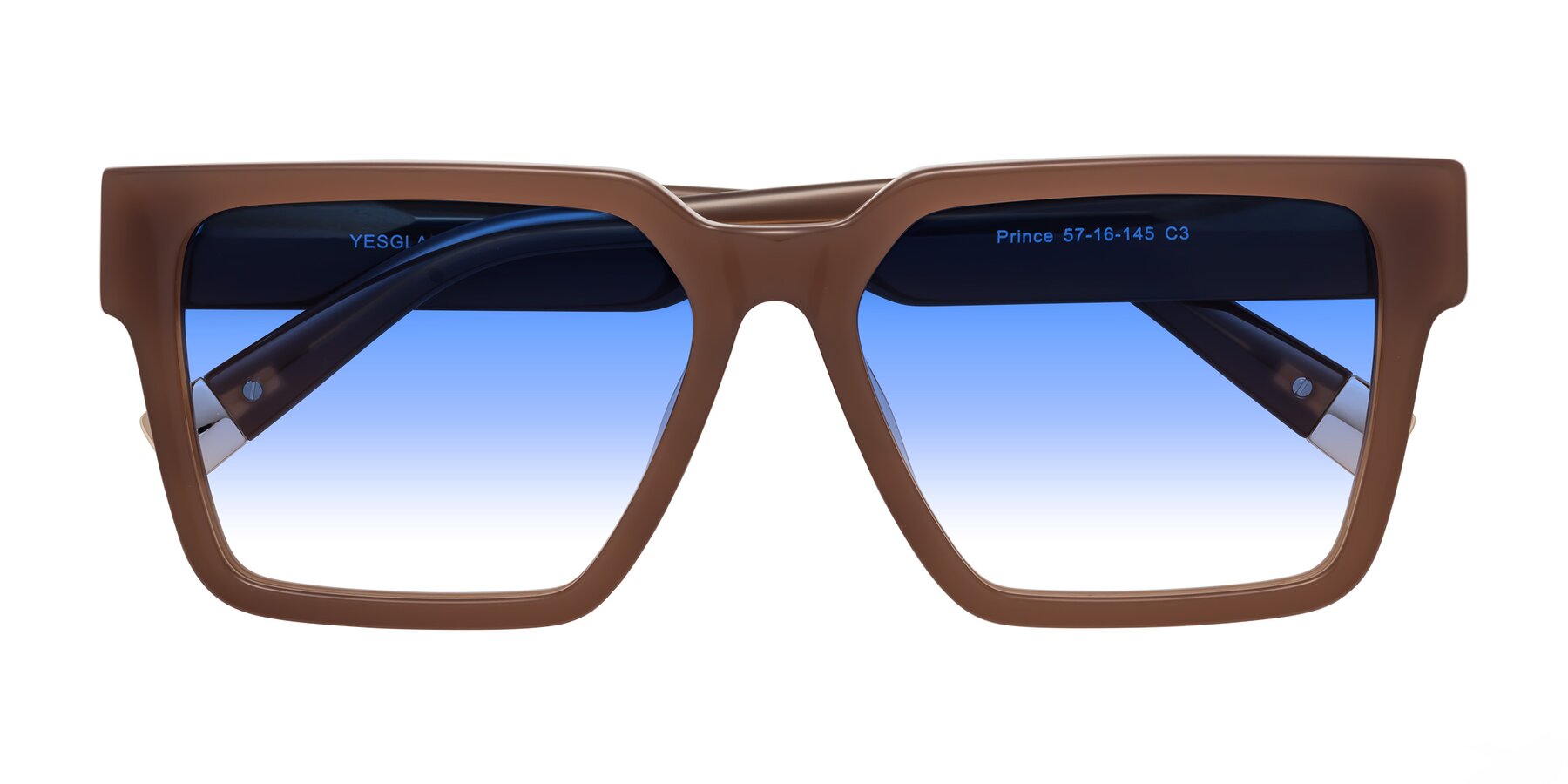 Folded Front of Prince in Caramel with Blue Gradient Lenses