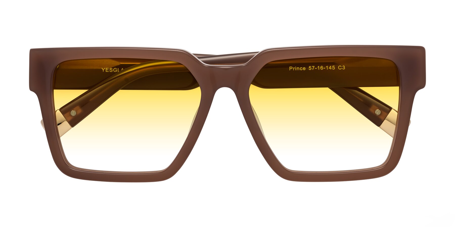 Folded Front of Prince in Caramel with Yellow Gradient Lenses