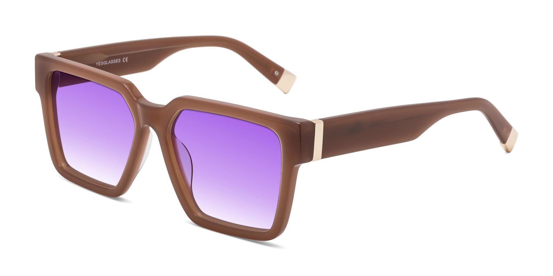 Angle of Prince in Caramel with Purple Gradient Lenses