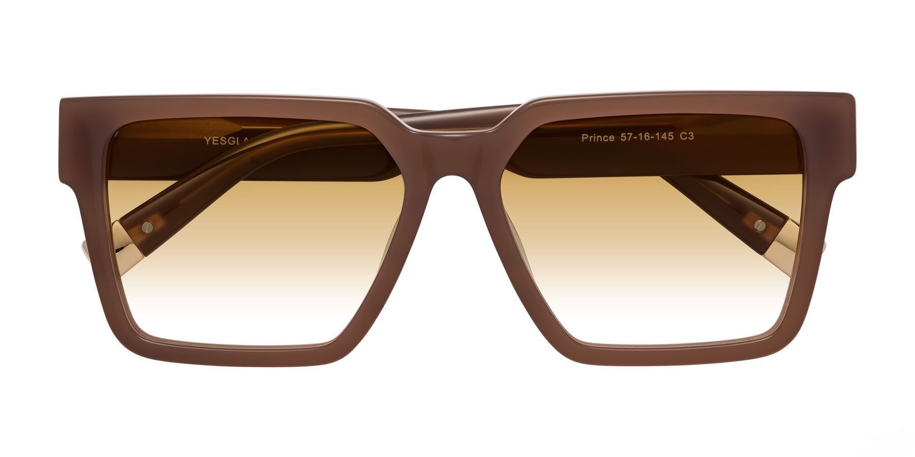 Folded Front of Prince in Caramel with Champagne Gradient Lenses