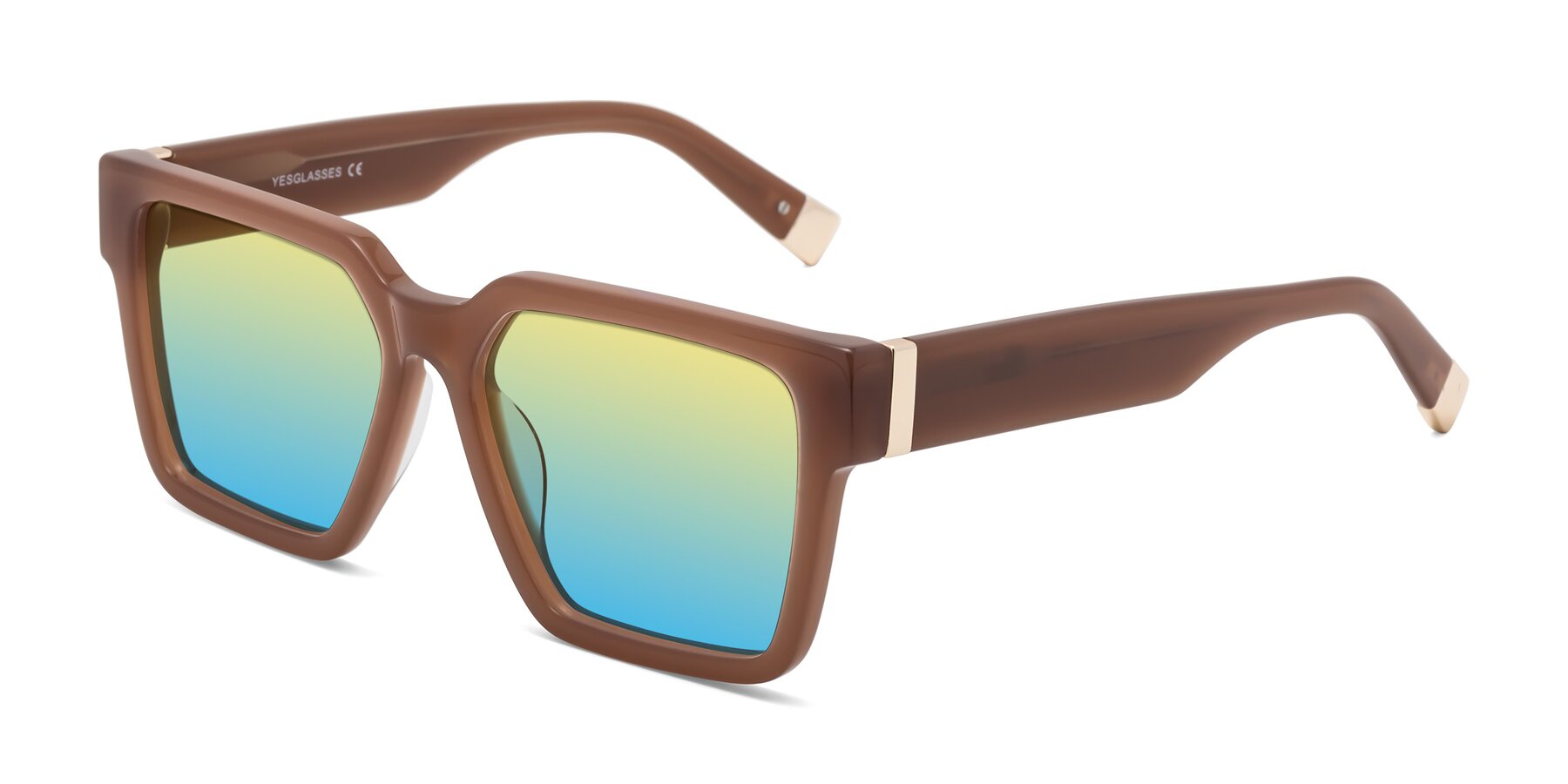 Angle of Prince in Caramel with Yellow / Blue Gradient Lenses